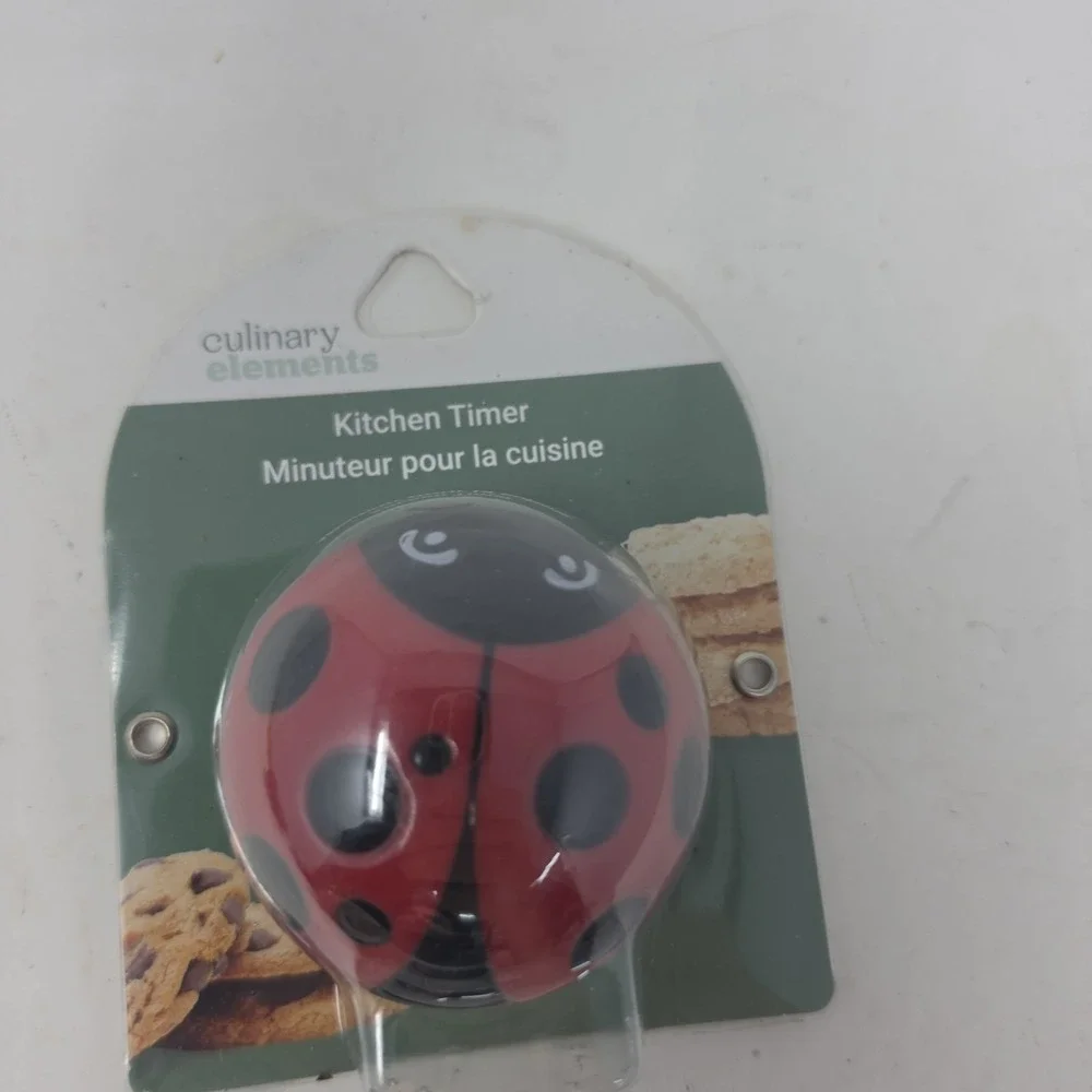 Culinary Elements Ladybug Kitchen Timer Mechanical 60-Minute Timer Analog. L